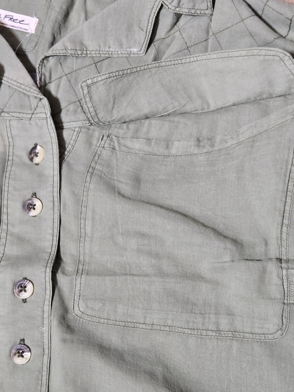 We The Free Quilted-Yoke Button-Down Shirt - Sage Green - Picture 7 of 9